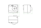 Oventrop Stellmotor mit einem runden Antriebsmechanismus, versehen mit Anschlussmöglichkeiten. Sichtbare Maße und Anschlussdetails sind im technischen Zeichnungsformat dargestellt.